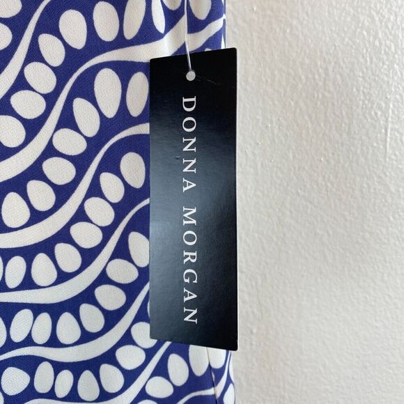 Donna Morgan Darleene Jersey Dress Purple Geometric Print Waves Size 6 Office - Picture 4 of 13